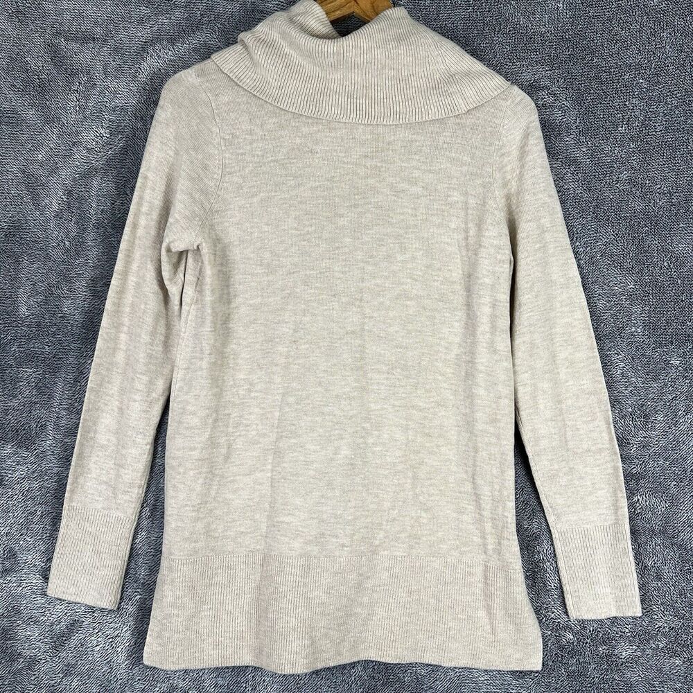 LOFT Sweater Women’s Small Beige Cowl Neck Long Sleeve Knit Pullover Tunic Top - Picture 2 of 11